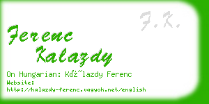 ferenc kalazdy business card